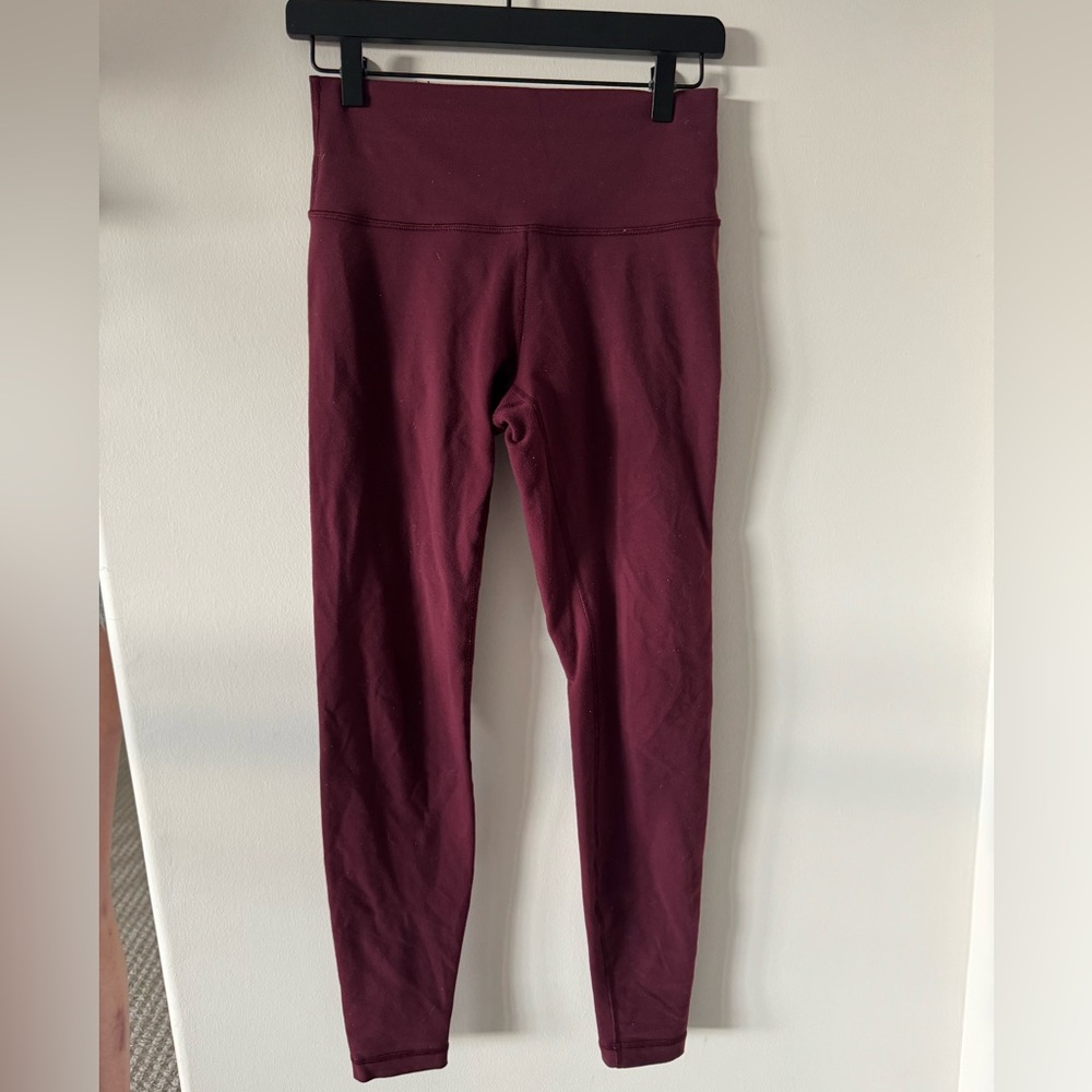 Lululemon Wunder Under Burgundy 28” Leggings; Size 6